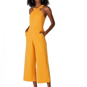 Rachel Rachel Roy halter neck wide leg cropped jumpsuit mustard yellow mediu
